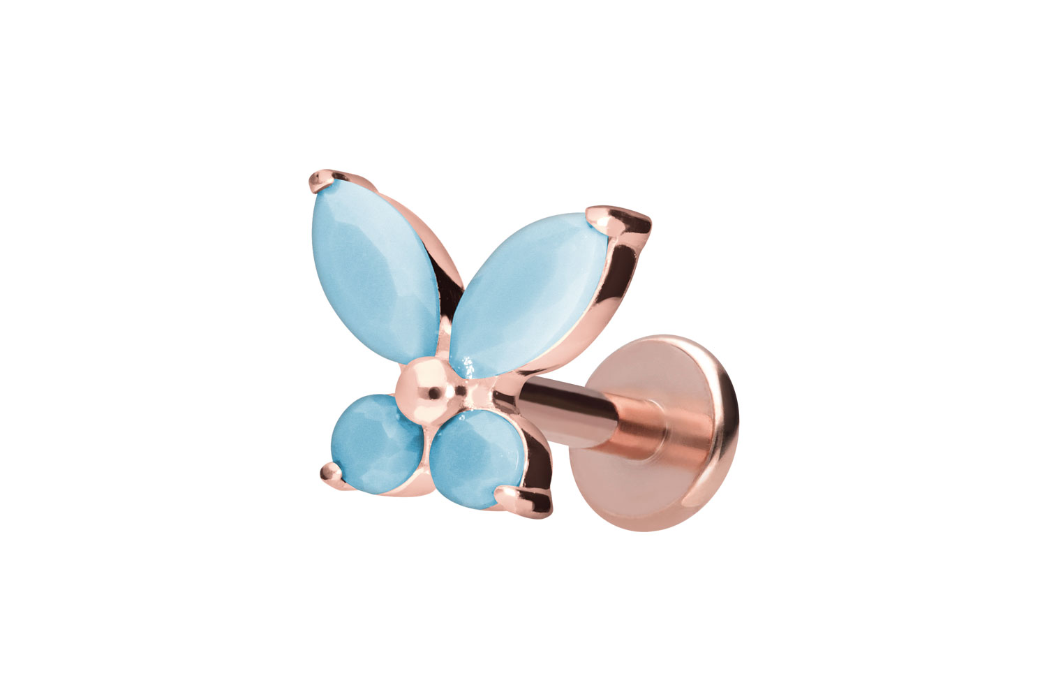 Titan Labret mit Innengewinde SCHMETTERLING + SYNTHETISCHE TÜRKISE